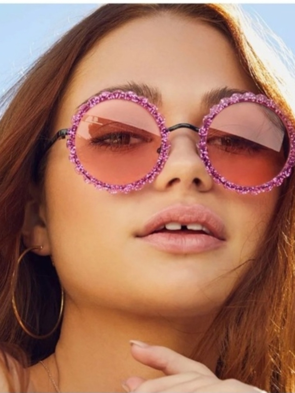 DIFF Eyewear Dixie Pink Glitter Sunglasses New